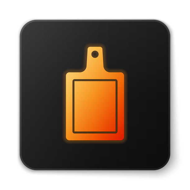 橙色发光霓虹灯切割板图标孤立图片下载