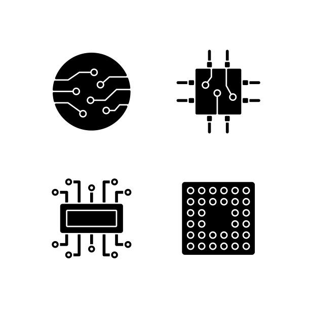 微电路设置在空白区域的黑色字形图标图片下载