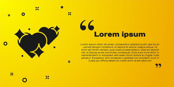 黑色两颗连心图标孤立在黄色背景上。浪漫象征着联系、结合、激情和婚礼。情人节的象征。向量图片下载