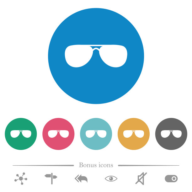 飞行员太阳镜平圆图标图片下载