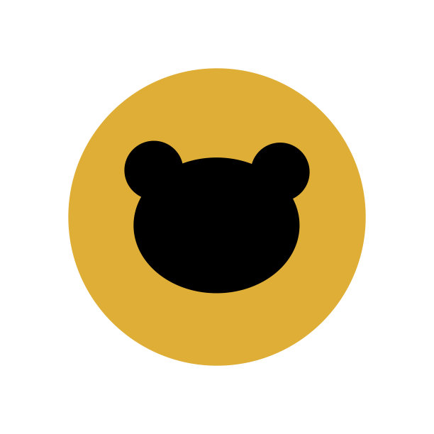 黑熊头的图标在一个黄色的圆圈。用户按钮在智能手机应用程序界面。森林里有野熊。这个动物园是稀有熊的家园。图片下载