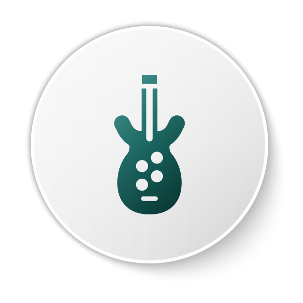 绿色电子贝斯吉他图标孤立在白色图片下载