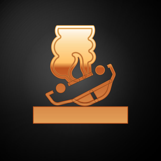 金色燃烧汽车图标孤立在黑色背景图片下载