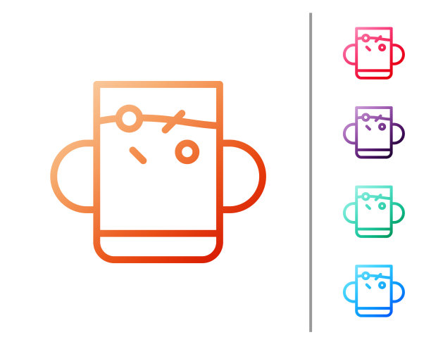 红线杯上茶与叶的图标隔离图片下载