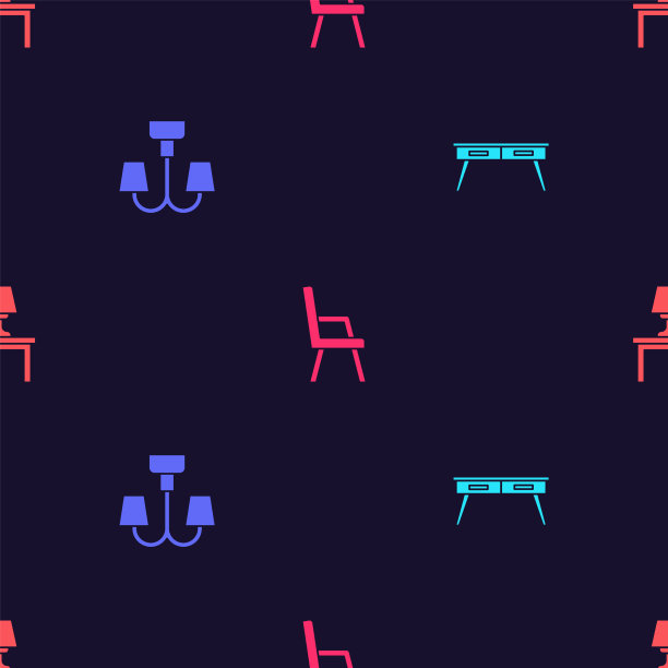 设置办公桌、吊灯、扶手椅和桌子图片下载