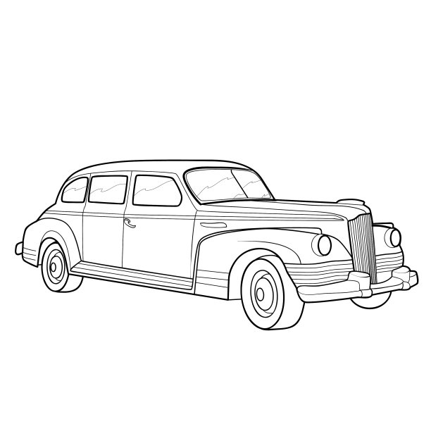 画一本古董车的漫画图片下载