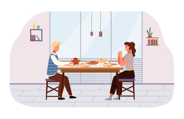 一对夫妇正在吃俄罗斯菜图片下载