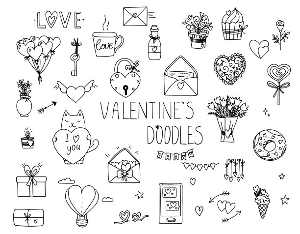 以情人节为主题的涂鸦图片下载