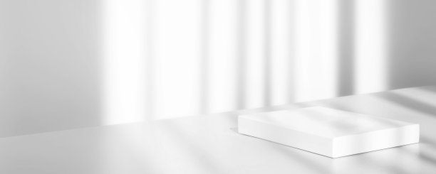 抽象空的白色讲台上的白色背景与阴影。产品展示的模拟台。3 d渲染。最小的概念。显示产品。横幅图片下载