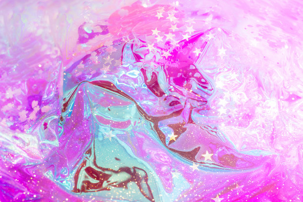 抽象背景，闪闪发光的褶皱全息图。时髦的霓虹纹理背景图片下载