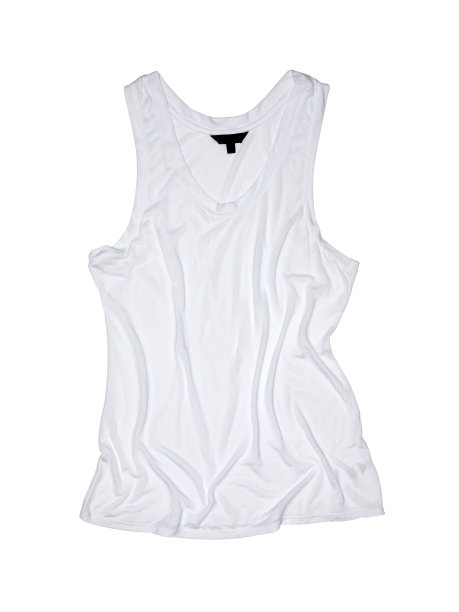 皱巴巴的白色男性背心孤立在白色图片下载