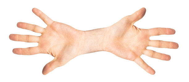 白种人张开手-第五手势，孤立在白色背景图片下载
