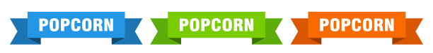 爆米花丝带爆米花隔离纸标志横幅图片下载