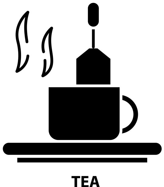 茶图标黑色标志与可编辑的笔触图片下载
