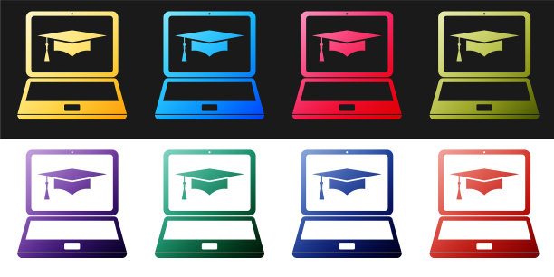 设置毕业帽和笔记本电脑图标在线图片下载