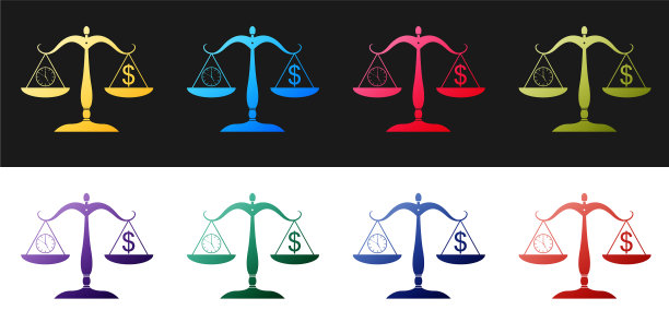 衡量金钱和时间图标的比例集图片下载