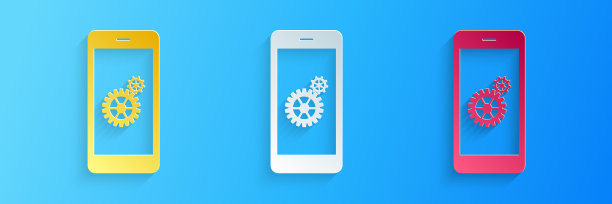 智能手机屏幕图标上的剪纸设置图片下载