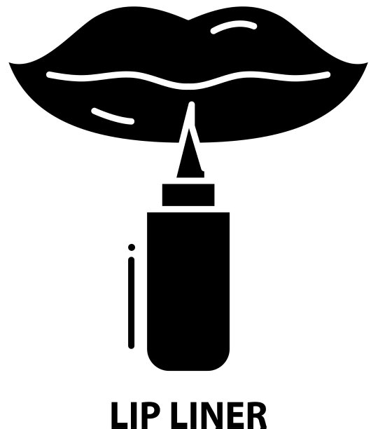 唇线笔图标黑色标志与可编辑图片下载