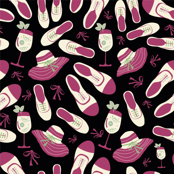 复古夏夜派对无缝模式图片下载