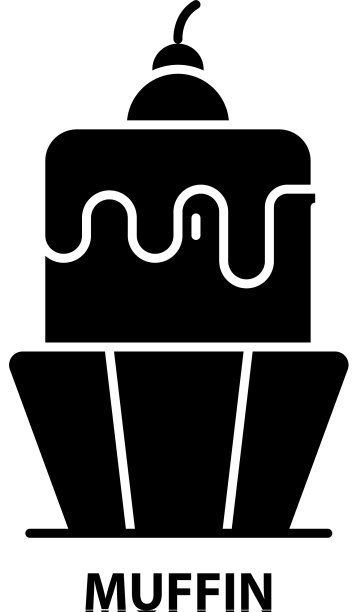 松饼图标黑色标志与可编辑图片下载