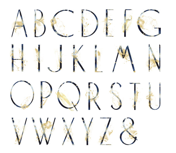 抽象纹理金色和黑色字母集合图片下载