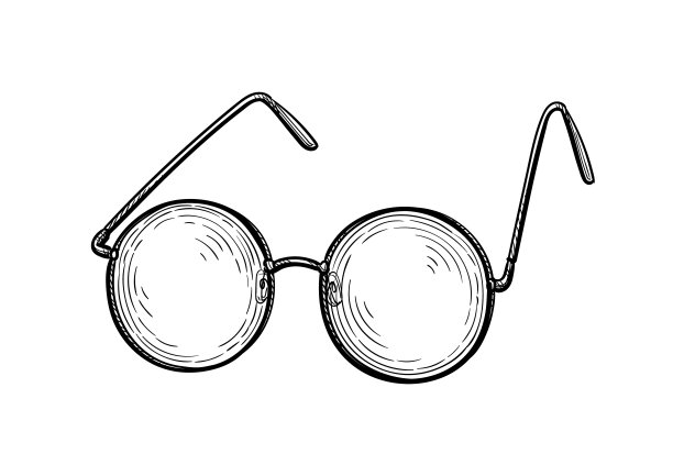 圆形玻璃墨水素描。图片下载