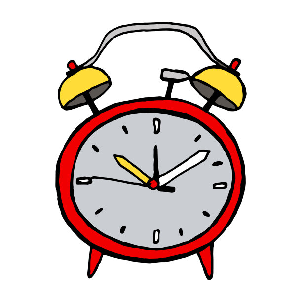 闹钟复古彩色矢量涂鸦图标图片下载