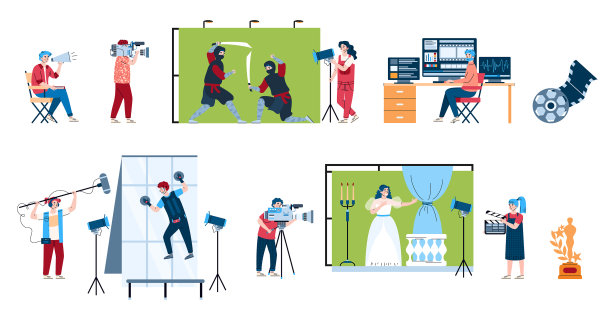 设定人物卡通的电影制作场景图片下载