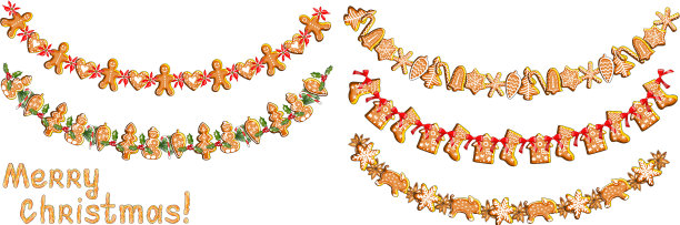 设置节日花环孤立在白色图片下载