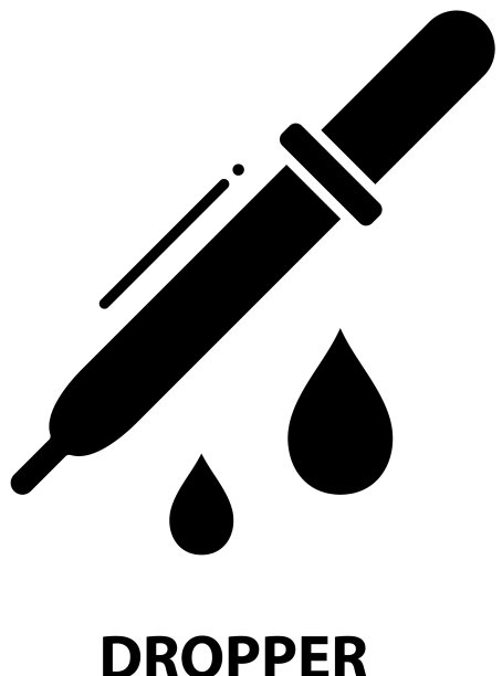 滴管符号图标与黑色标志图片下载