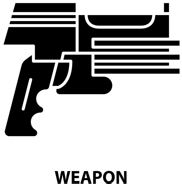 武器符号图标与黑色标志图片下载