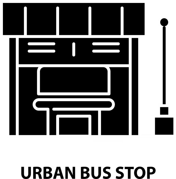 城市公交车站图标用黑色标识图片下载
