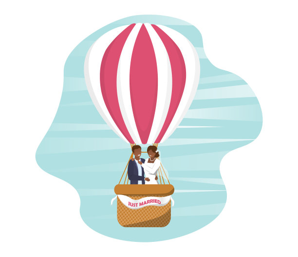 一对夫妇在热气球上图片下载