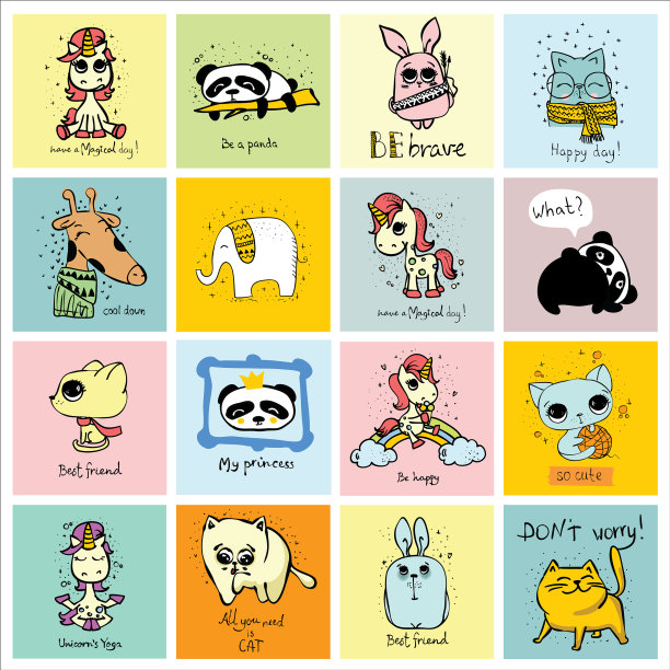 卡片上有可爱的快乐动物图片下载