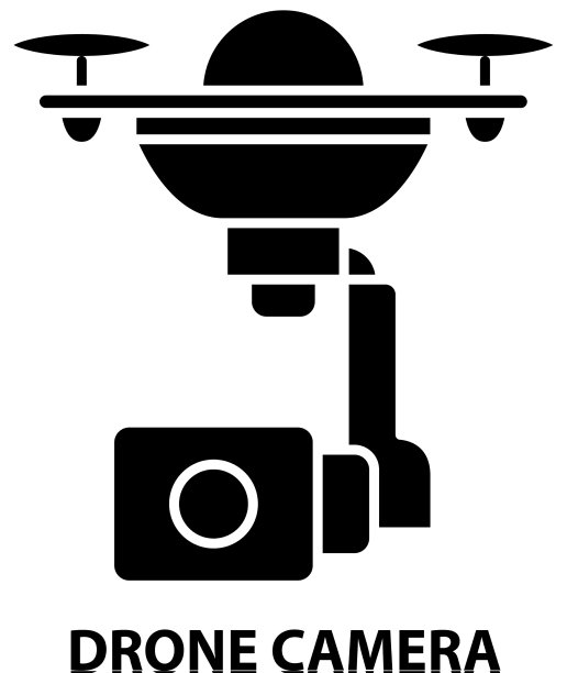 无人机摄像头图标与可编辑的黑色标志图片下载