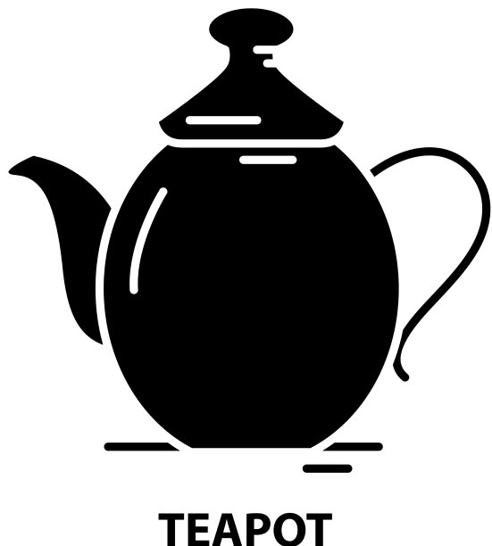 茶壶符号，图标，黑色标志图片下载