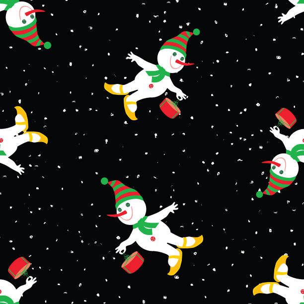 无缝图案卡通欢乐雪人图片下载