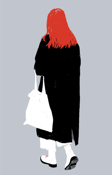 画休闲红发现代都市女孩图片下载