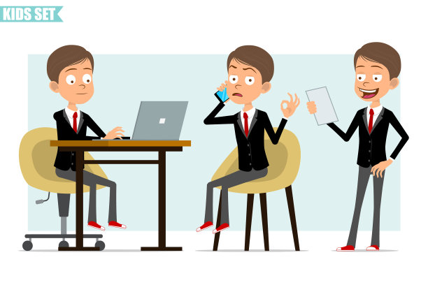 卡通扁商童子人物集图片下载