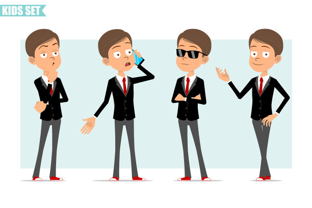 卡通扁商童子人物集图片下载