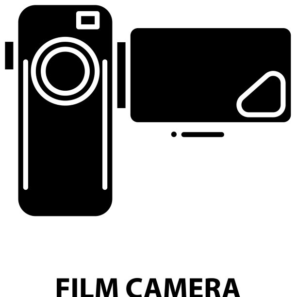 胶片相机图标黑色标志与可编辑图片下载