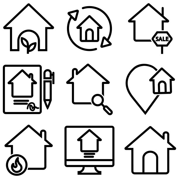 城市建筑线条图标集。医院，酒店，银行，商场，政府大厅，城堡，警察，最小的媒介插图。简单的平面轮廓标志的web，应用程序。30x30像素完美。可编辑的笔画stock插图图片下载