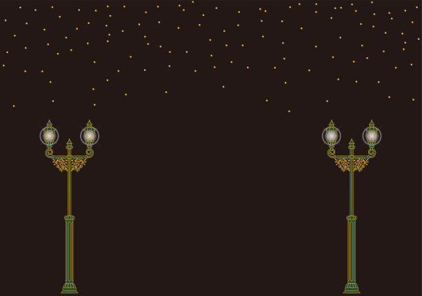 夜空，星星和复古街灯的插图图片下载