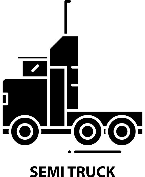 半挂车图标黑色标志与编辑图片下载