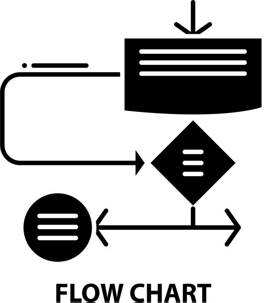 流程图图标黑色标志与可编辑图片下载