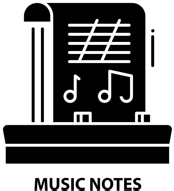 音乐笔记图标黑色标志与可编辑图片下载