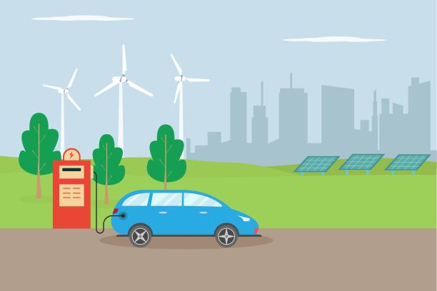 可替代能源与电动汽车充电图片下载
