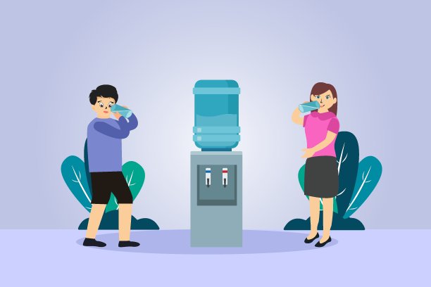 夫妇饮水二维平面矢量图片下载