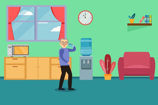 一位老人在托儿所喝水图片下载