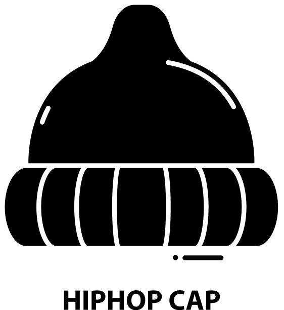 嘻哈帽图标黑色标志与可编辑图片下载